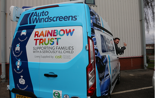 Auto Windscreens van with Rainbow Trust logo