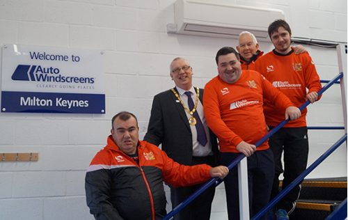 Winslow Dons players with their new kit from Auto Windscreens